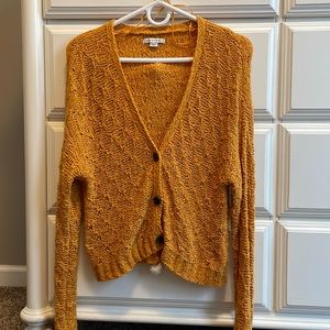 Woman’s Oversized Button Down Yellow Cardigan